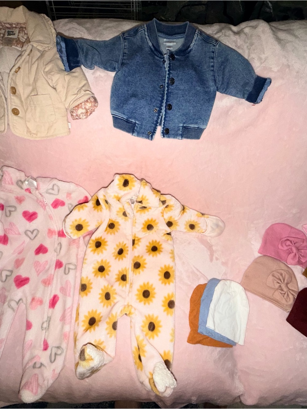 0-6M babygirl winter/cold weather bundle (coats, bunting suits hats)